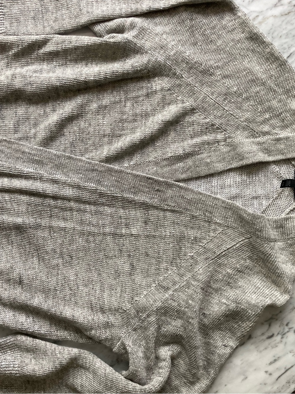 Gray Open-Front Organic Linen Cardigan